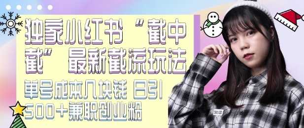 最新小红书截流玩法 独家截中截 单号成本几块钱 日引500+CY粉JZ粉-万利网