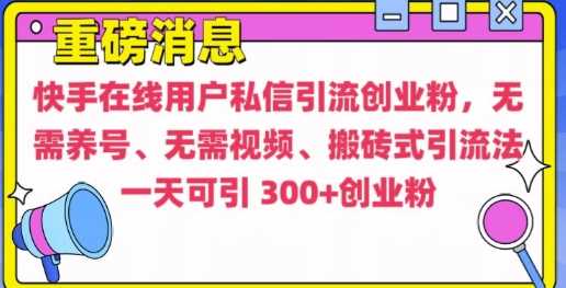 快手最新引流创业粉方法，无需养号、无需视频、搬砖式引流法【揭秘】-万利网