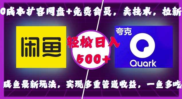 0成本扩容网盘+免费会员，卖技术，拉新，咸鱼最新玩法，实现多重管道收益，一鱼多吃，轻松日入500+-万利网