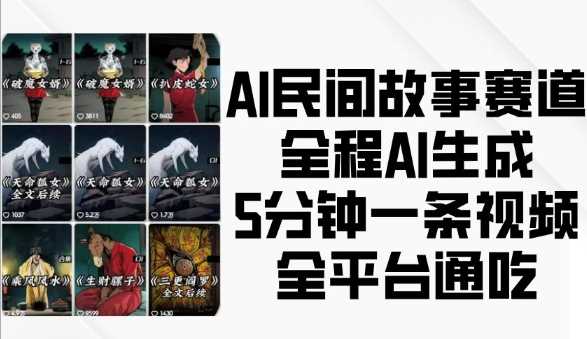 AI民间故事赛道，全程AI生成5分钟一条视频，全平台通吃-万利网