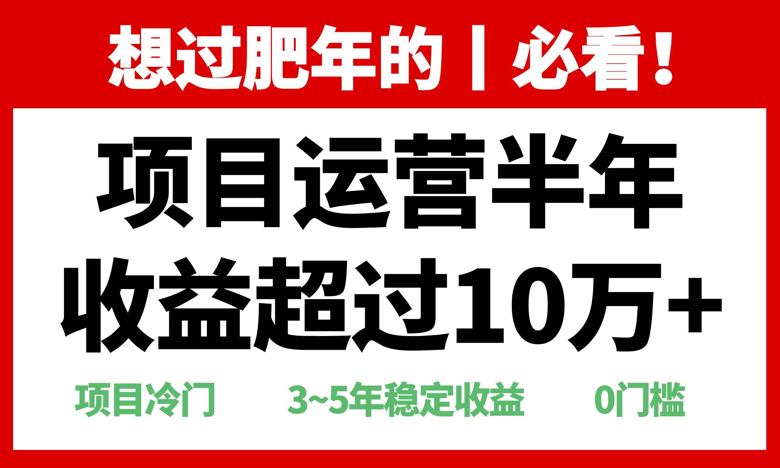 年前过肥年的必看的超冷门项目，半年收益超过10万+，-万利网