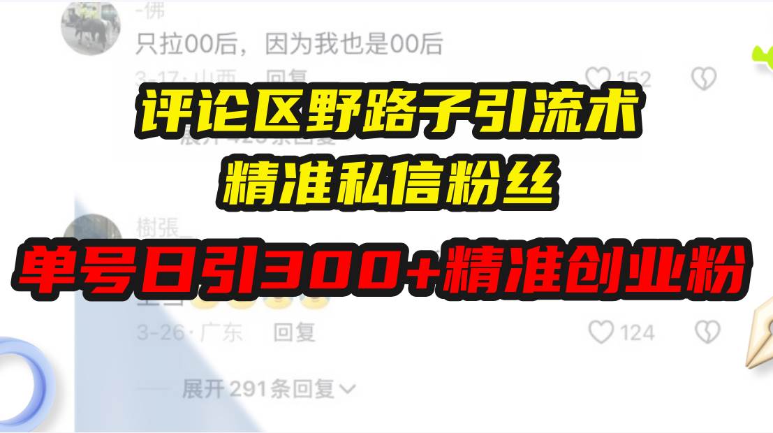 评论区野路子引流术，精准私信粉丝，单号日引流300+精准创业粉-万利网