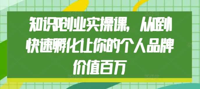 知识IP创业实操课，从0到1快速孵化让你的个人品牌价值百万-万利网