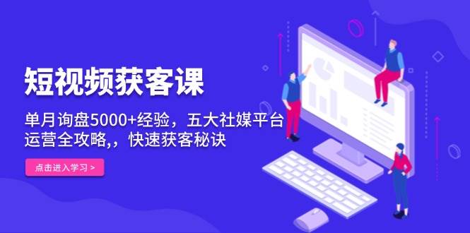 短视频获客课，单月询盘5000+经验，五大社媒平台运营全攻略,，快速获客…-万利网