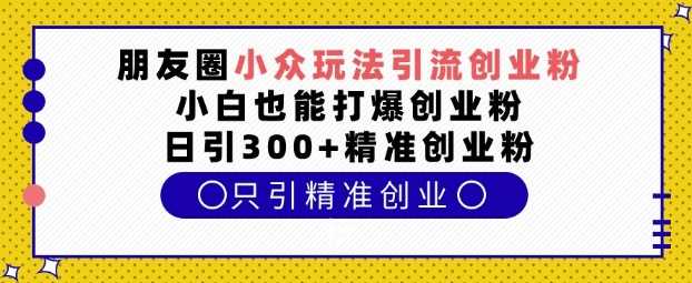 朋友圈小众玩法引流创业粉，小白也能打爆创业粉，日引300+精准创业粉【揭秘】-万利网