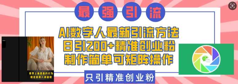 AI数字人最新引流方法，日引200+精准创业粉，制作简单可矩阵操作-万利网