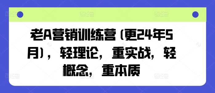 老A营销训练营(更24年12月)，轻理论，重实战，轻概念，重本质-万利网