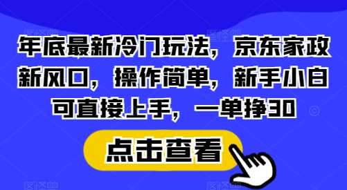 年底最新冷门玩法，京东家政新风口，操作简单，新手小白可直接上手，一单挣30【揭秘】-万利网