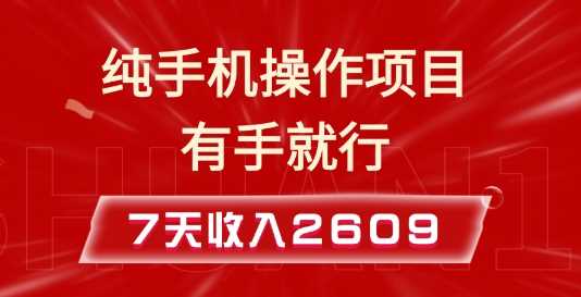 纯手机操作的小项目，有手就能做，7天收入2609+实操教程【揭秘】-万利网