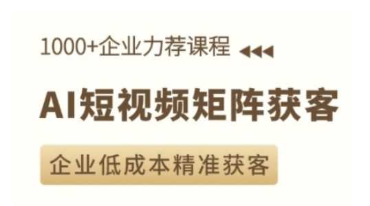 AI短视频矩阵获客实操课，企业低成本精准获客-万利网