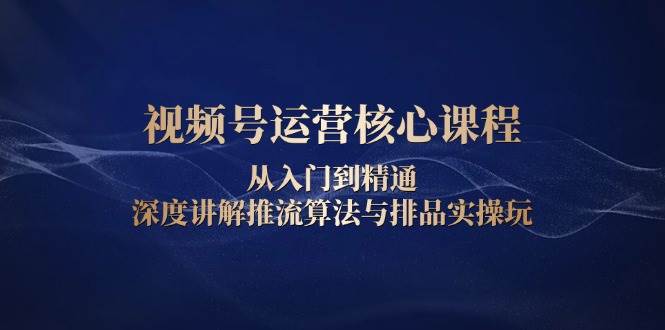 视频号运营核心课程，从入门到精通，深度讲解推流算法与排品实操玩-万利网