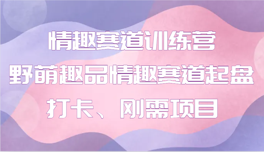 情趣赛道训练营 野萌趣品情趣赛道起盘打卡、刚需项目-万利网