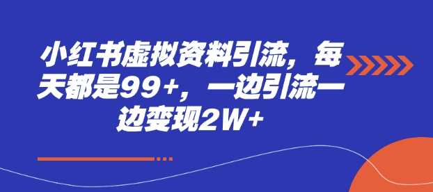 小红书虚拟资料引流，每天都是99+，一边引流一边变现2W+-万利网