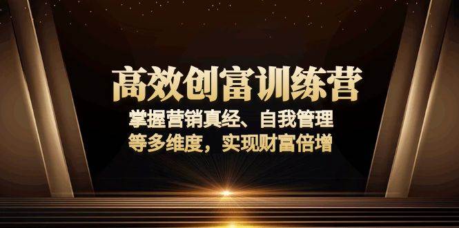 高效创富训练营：掌握营销真经、自我管理等多维度，实现财富倍增-万利网