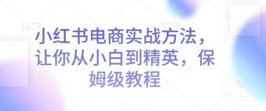 小红书电商实战方法，让你从小白到精英，保姆级教程-万利网