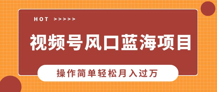 视频号风口蓝海项目，中老年人的流量密码，操作简单轻松月入过万-万利网