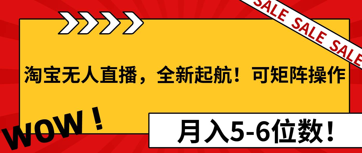 淘宝无人直播，全新起航！可矩阵操作，月入5-6位数！-万利网