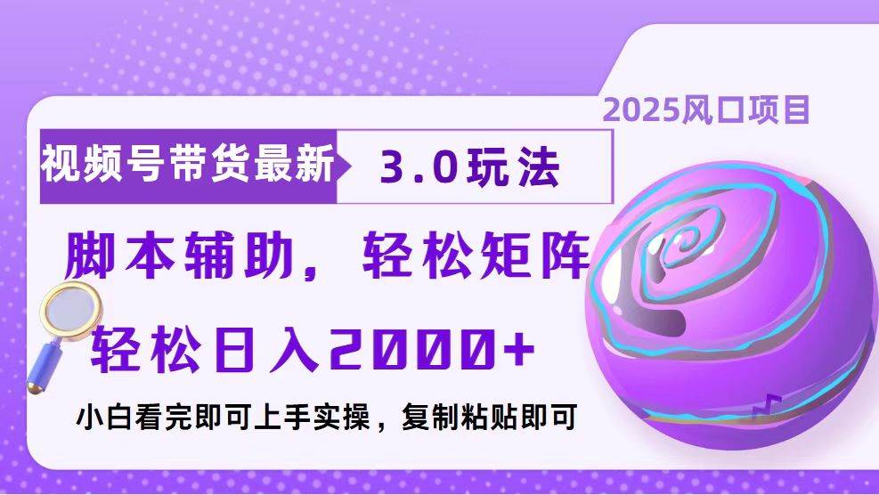 视频号带货最新3.0玩法，作品制作简单，当天起号，复制粘贴，脚本辅助…-万利网