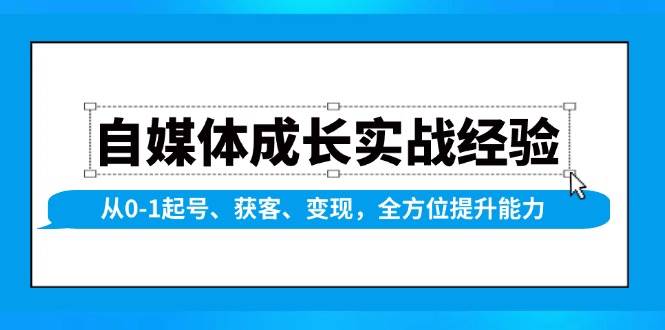 自媒体成长实战经验，从0-1起号、获客、变现，全方位提升能力-万利网