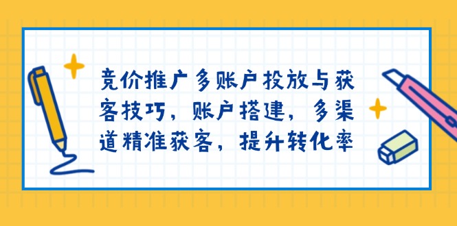 竞价推广多账户投放与获客技巧，账户搭建，多渠道精准获客，提升转化率-万利网