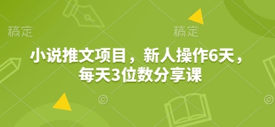 小说推文项目，新人操作6天，每天3位数分享课-万利网