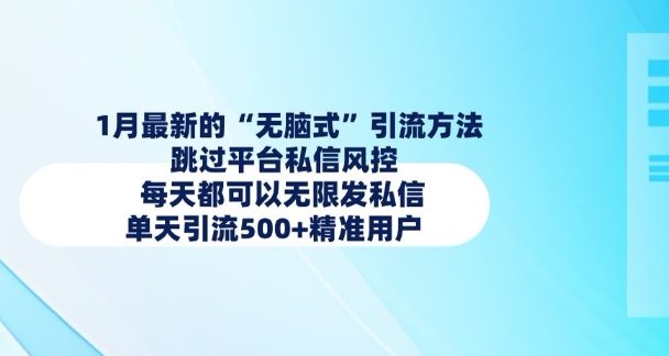 1月最新的无脑式引流方法，跳过平台私信风控，每天都可以无限发私信，单天引流500+精准用户-万利网