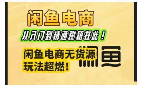 闲鱼电商实战课，从入门到精通秘籍在此，闲鱼电商无货源玩法超燃!-万利网