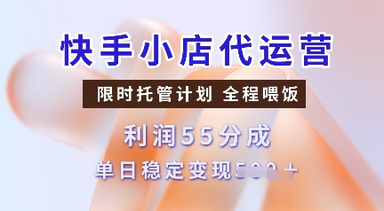 快手小店代运营，限时托管计划，收益55分，单日稳定变现多张【揭秘】-万利网