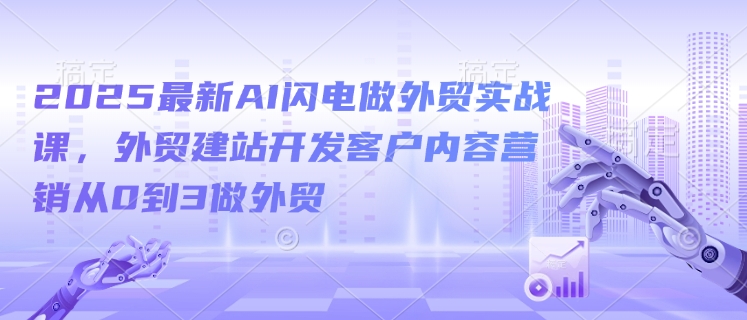 2025最新AI闪电做外贸实战课，外贸建站开发客户内容营销从0到3做外贸-万利网