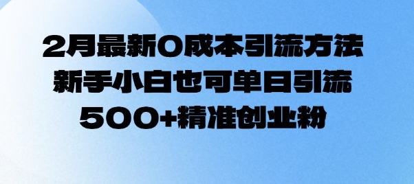2月最新0成本引流方法，新手小白也可单日引流500+精准创业粉-万利网