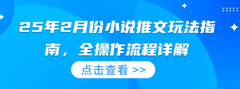 25年2月份小说推文玩法指南，全操作流程详解-万利网