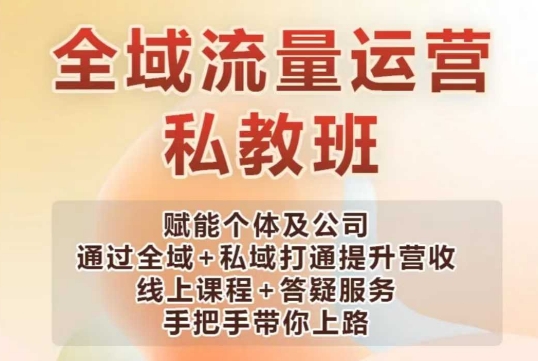 全域流量运营操盘课，赋能个体及公司通过全域+私域打通提升营收-万利网