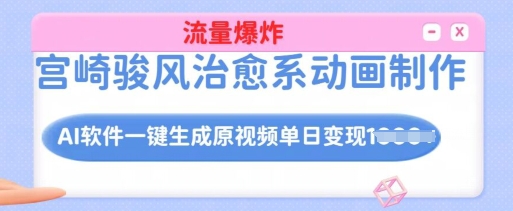 宫崎骏风治愈系动画制作，AI软件一键生成原创视频流量爆炸，单日变现多张，详细实操流程-万利网