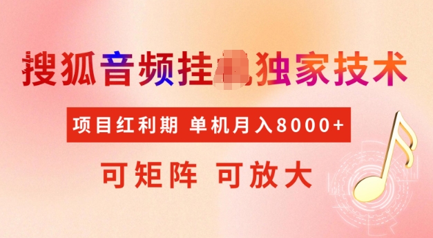 首发搜狐音频挂JI，项目红利期，可矩阵可放大，稳定月入5k【揭秘】-万利网