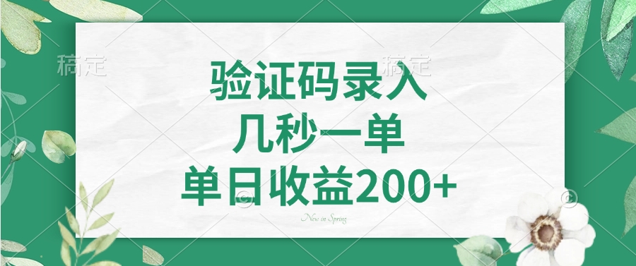 验证码录入，几秒一单，单日收益200+-万利网