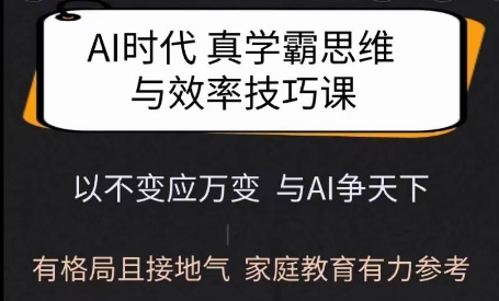 Ai时代真学霸思维与学习方法课，有格局且接地气，家庭教育有力参考-万利网