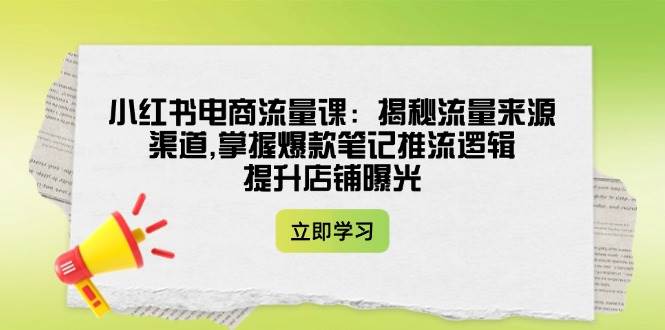小红书电商流量课：揭秘流量来源渠道,掌握爆款笔记推流逻辑,提升店铺曝光-万利网