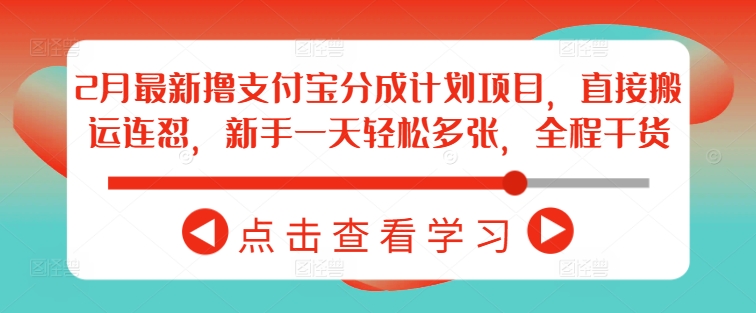 2月最新撸支付宝分成计划项目，直接搬运连怼，新手一天轻松多张，全程干货-万利网