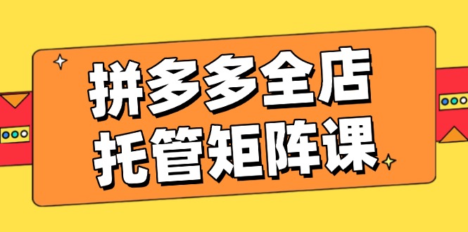 拼多多全店托管矩阵课，盈利动销玩法，高效计划设置，提升店铺效益-万利网