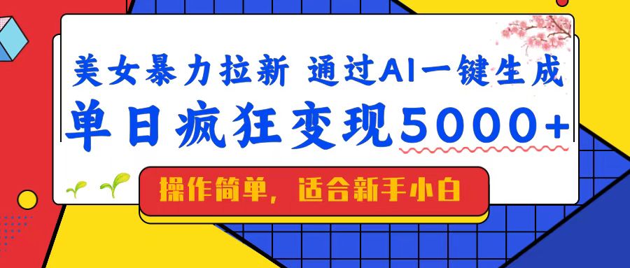 美女暴力拉新，通过AI一键生成，单日疯狂变现5000+，纯小白一学就会！-万利网