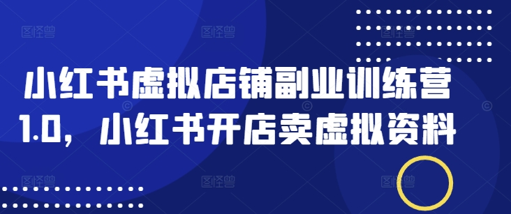 小红书虚拟店铺副业训练营1.0，小红书开店卖虚拟资料-万利网