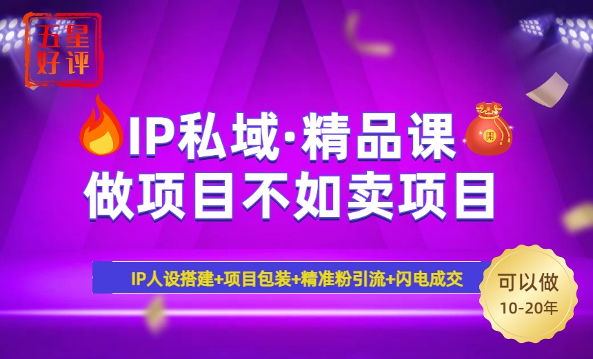 2025年“IP私域·密训精品课”，日赚3000+小白避坑年赚百万，暴力引流…-万利网