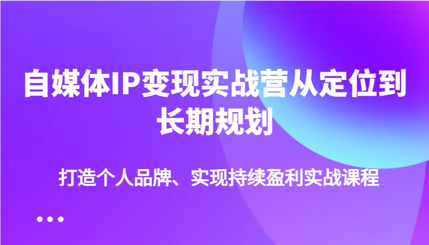 自媒体IP变现实战营从定位到长期规划，打造个人品牌、实现持续盈利实战课程-万利网