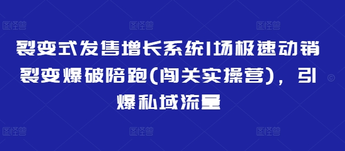 裂变式发售增长系统1场极速动销裂变爆破陪跑(闯关实操营)，引爆私域流量-万利网