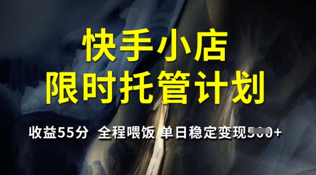快手小店限时托管计划，收益55分，全程喂饭，单日稳定变现5张【揭秘】-万利网