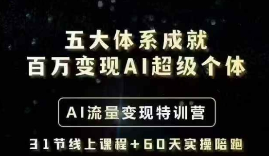 五大体系成就百万变现AI超级个体- AI流量变现特训营，一步一步教你一个人怎么年入百W-万利网