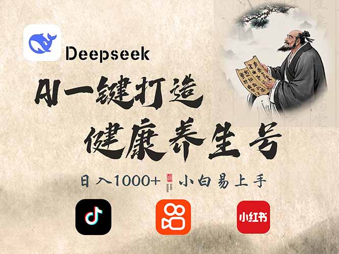 DeepSeek做养生号，一条作品涨粉2万+，轻松日入300+-万利网
