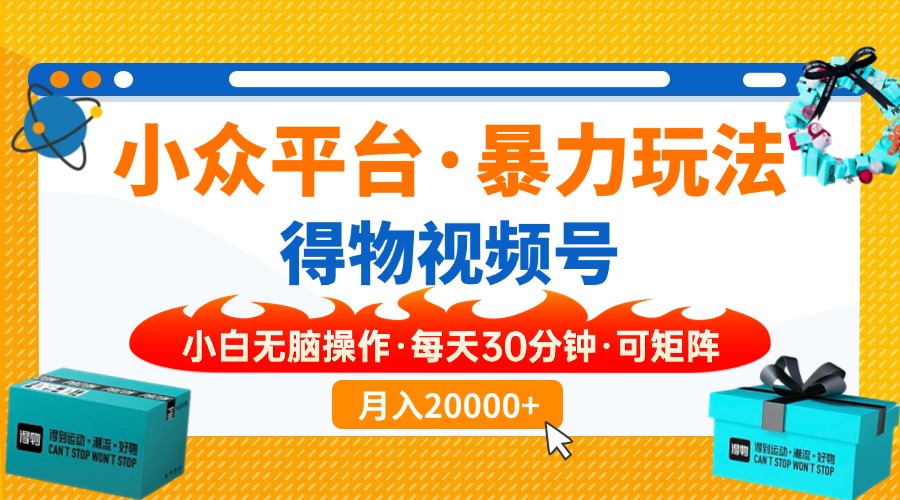 小众平台暴力玩法，一键搬运爆款视频，可矩阵小白无脑操作，每天30分钟…-万利网