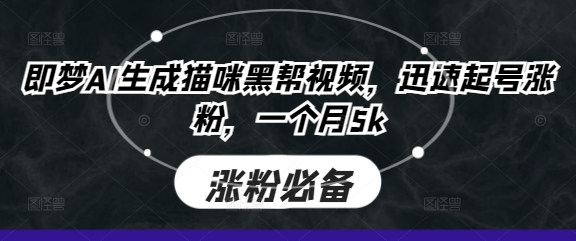 即梦AI生成猫咪黑帮视频，迅速起号涨粉，一个月5k-万利网