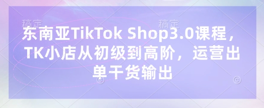 东南亚TikTok Shop3.0课程，TK小店​从初级到高阶，运营出单干货输出-万利网